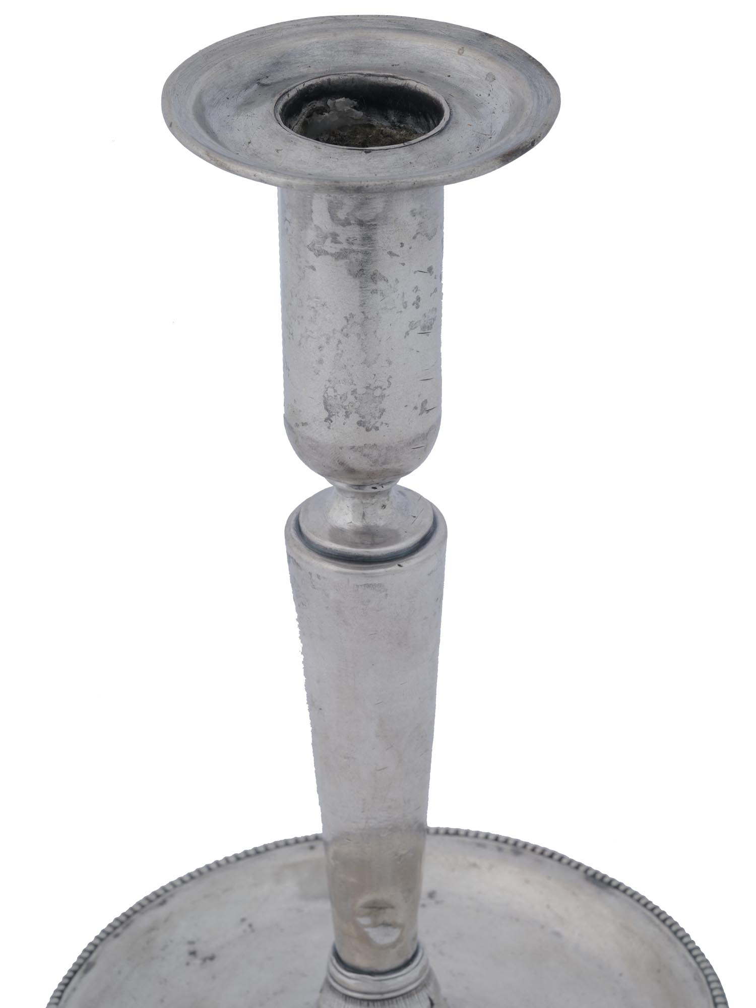 ANTIQUE SILVER COLONIAL CANDLESTICK PIC-1